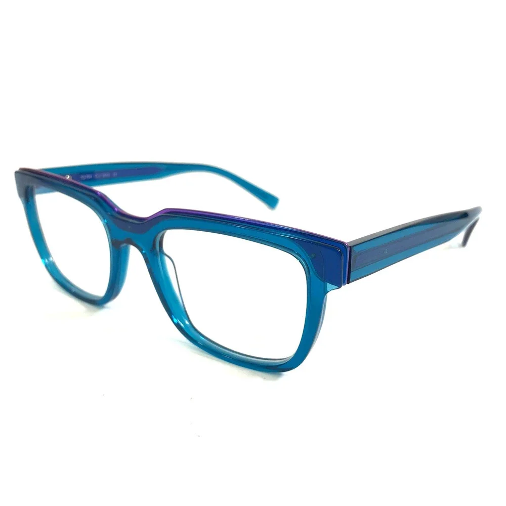 Tom Davies Eyeglasses Frames TD704 Col. 2053 Clear Blue Purple Square 52-20-145